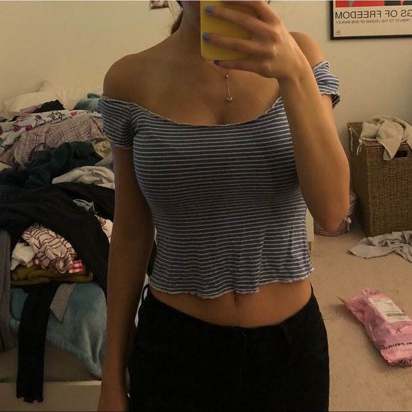 Brandy striped off the shoulder top worn once - Picture 3 of 3